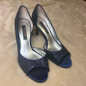 Nina 2.5 inch Heels, Open Toe, Sparkle
